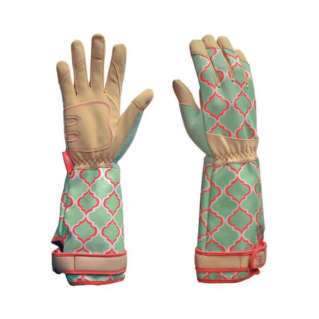 Womens Synthetic Rose Picker Gardening Gloves - Green  Large