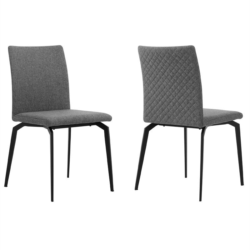 Armen Living Lyon Gray Fabric and Metal Dining Room Chairs - Set of 2