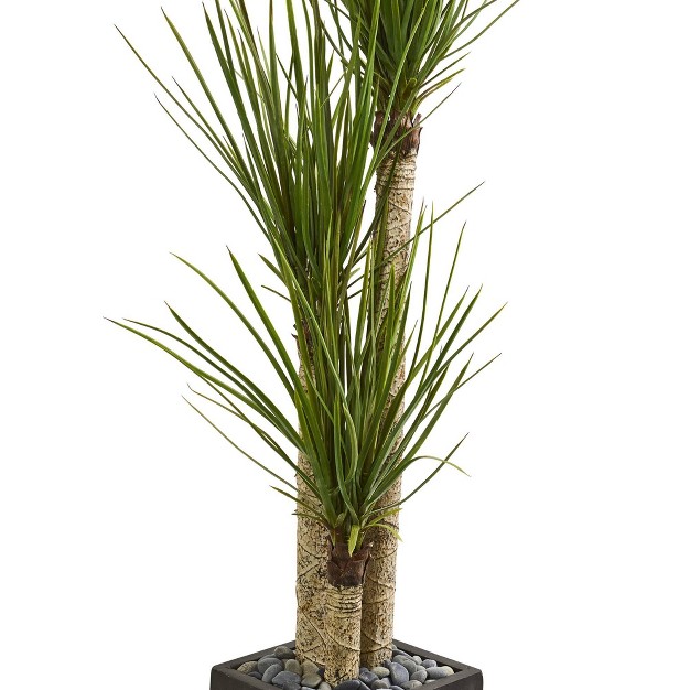 5.2' Artificial Yucca Tree In Planter Green/black - Nearly Natural