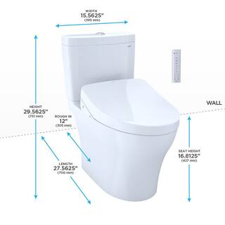 TOTO Aquia IV 2-Piece 0.81.28 GPF Dual Flush Elongated ADA Comfort Height Toilet in Cotton WhiteS550E Washlet Seat Included MW4463056CEMFGN#01