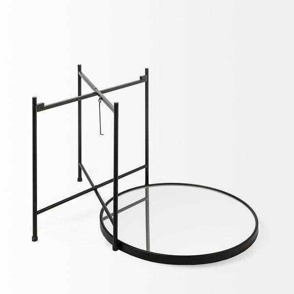 Samantha Black Iron Frame w/ Mirror Top Accent Table