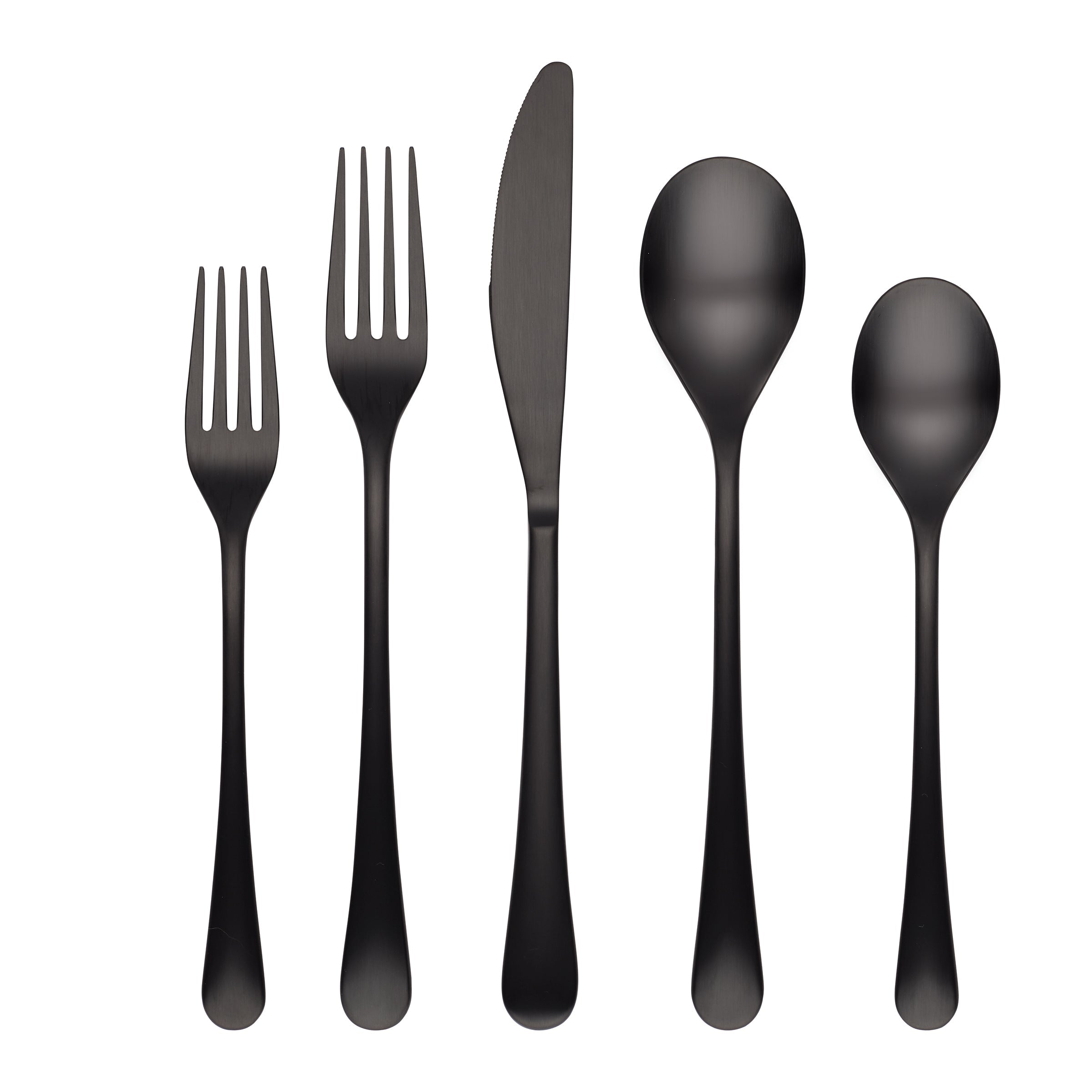 Xyla Black Satin 20-Piece Flatware Set