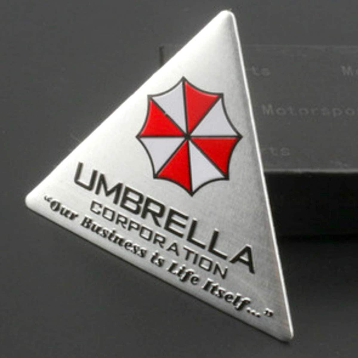 Umbrella Corporation Decals Aluminum Alloy Resi Dent E Vil Stickers Triangle Metal Badge Decals(p1+p2=2 Pcs/set)