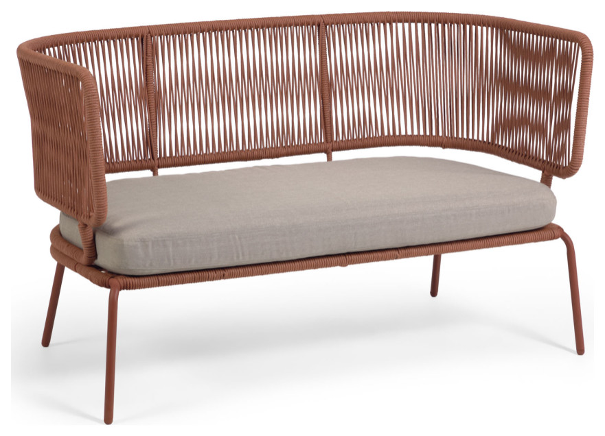 Handwoven Terracotta Rope 2 Seater Sofa  La Forma Nadin   Contemporary   Outdoor Sofas   by Oroa   Eichholtz Furniture  Houzz