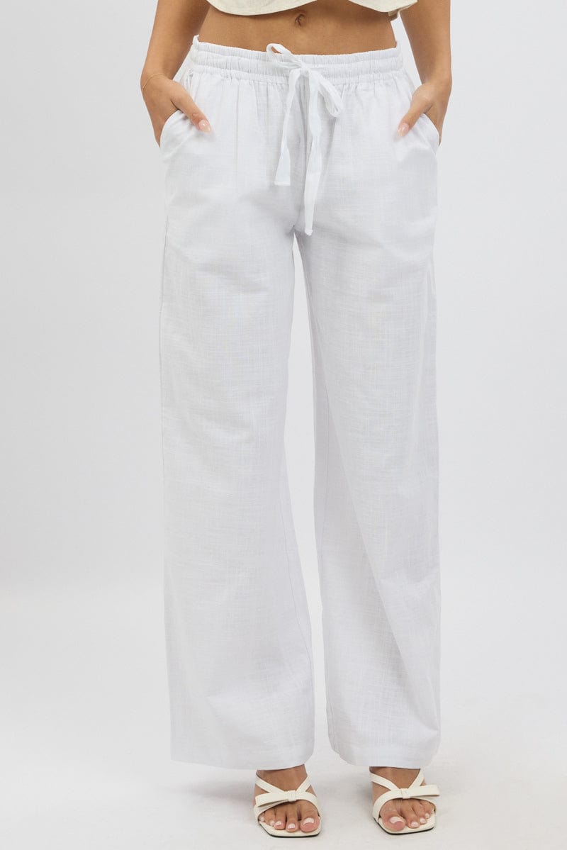 White Wide Leg Pants Elasticated