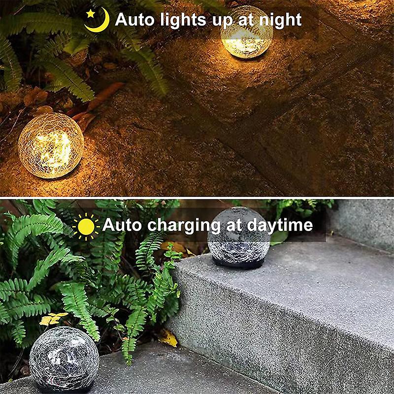 Solar Garden Light Cracked Glass Ball Lamps Outdoor Solar Courtyard Lights Waterproof Solar Lamp Balcony Yard Villa Street Decor