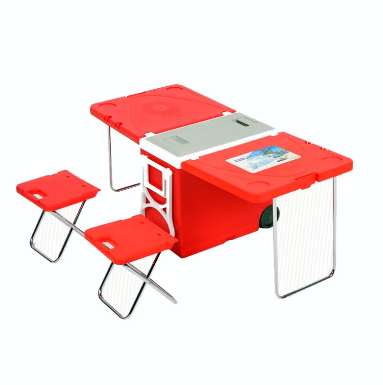 Luxury Camping Ice Cooler Box with Table and Chairs Portable Outdoor can picnic cooler lunch bags fishing beach travel