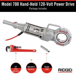 RIDGID 700 Power Drive Compact Handheld Heavy-Duty Pipe Threading Machine for 12-R Die Heads (Tool Only) 41935