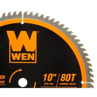 WEN 10 in. 80-Tooth Carbide-Tipped Ultra-Fine Finish Professional Woodworking Saw Blade for Miter Saws and Table Saws BL1080