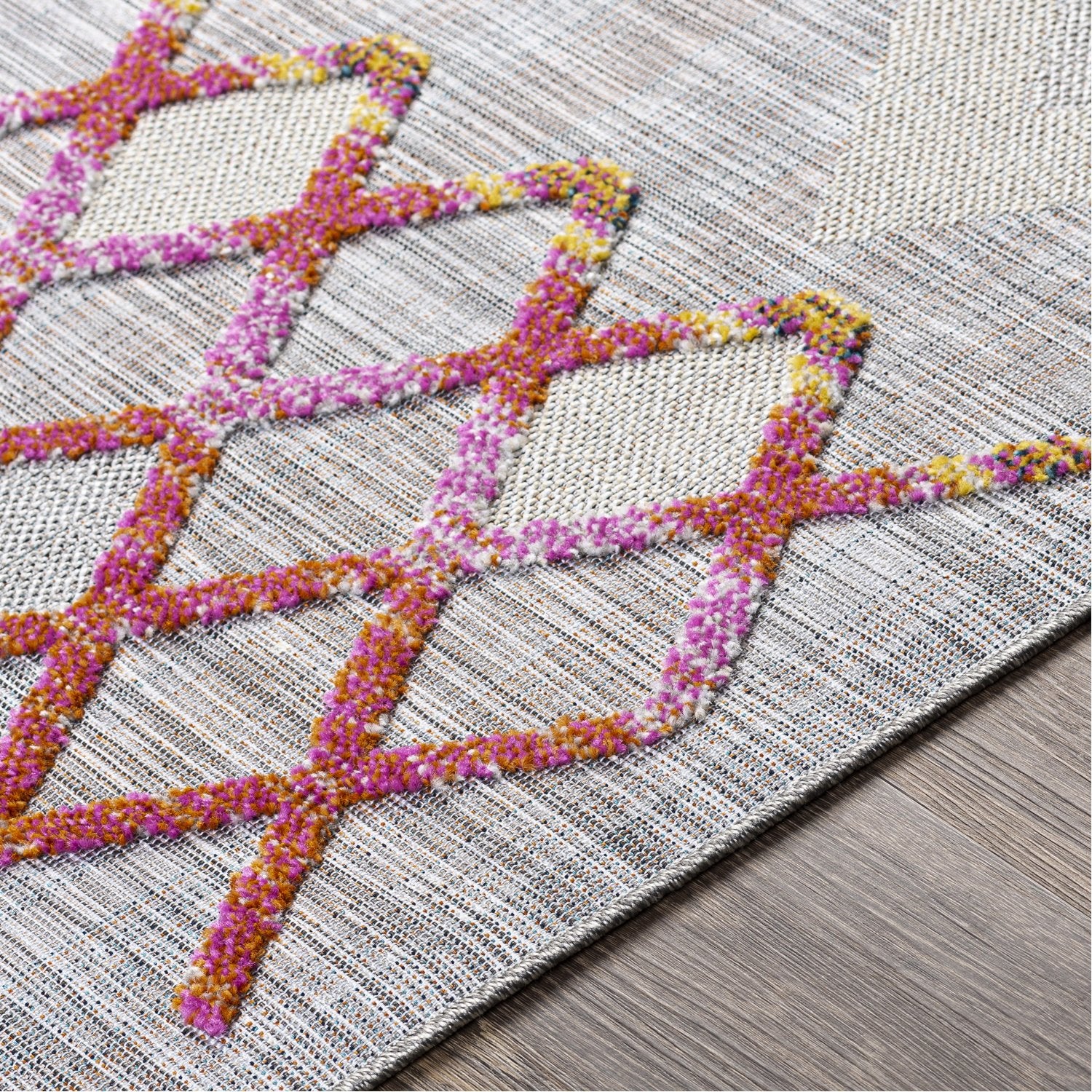 Murcia Indoor/Outdoor Rug in Bright Pink, Navy, Bright Orange, Bright Yellow, Cream, Taupe