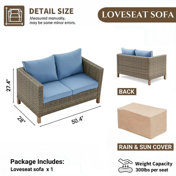 50.4'' Wicker Outdoor Patio Sofa with Cushions