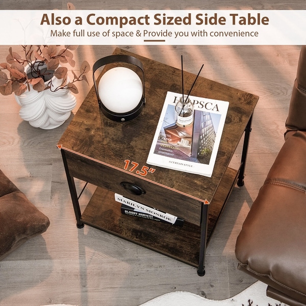 Gymax 2-tier Nightstand Bedside End Sofa Coffee Table for Bedroom