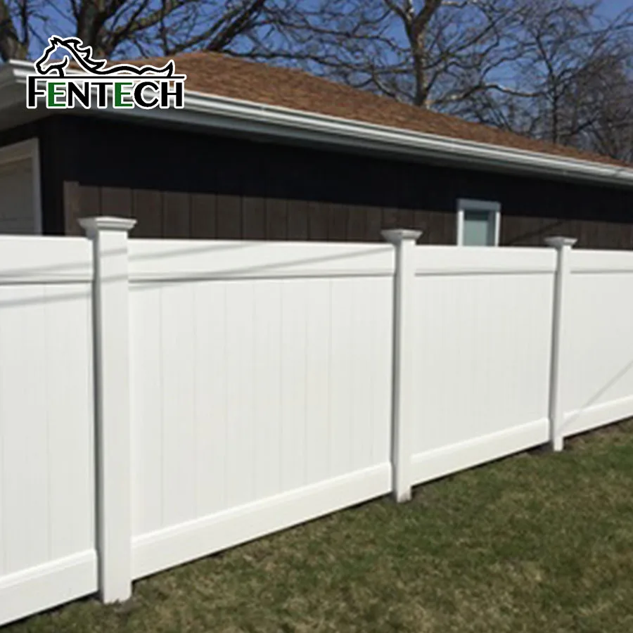 Fentech vinyl farm fence favorable price Widely Used large supply quantity vinyl white fence panels 8ft by 8ft