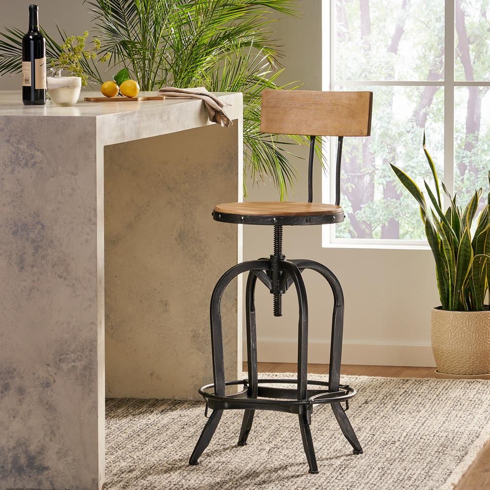 Noble House 39 in. Ximen Antique Adjustable Bar Stool 8158