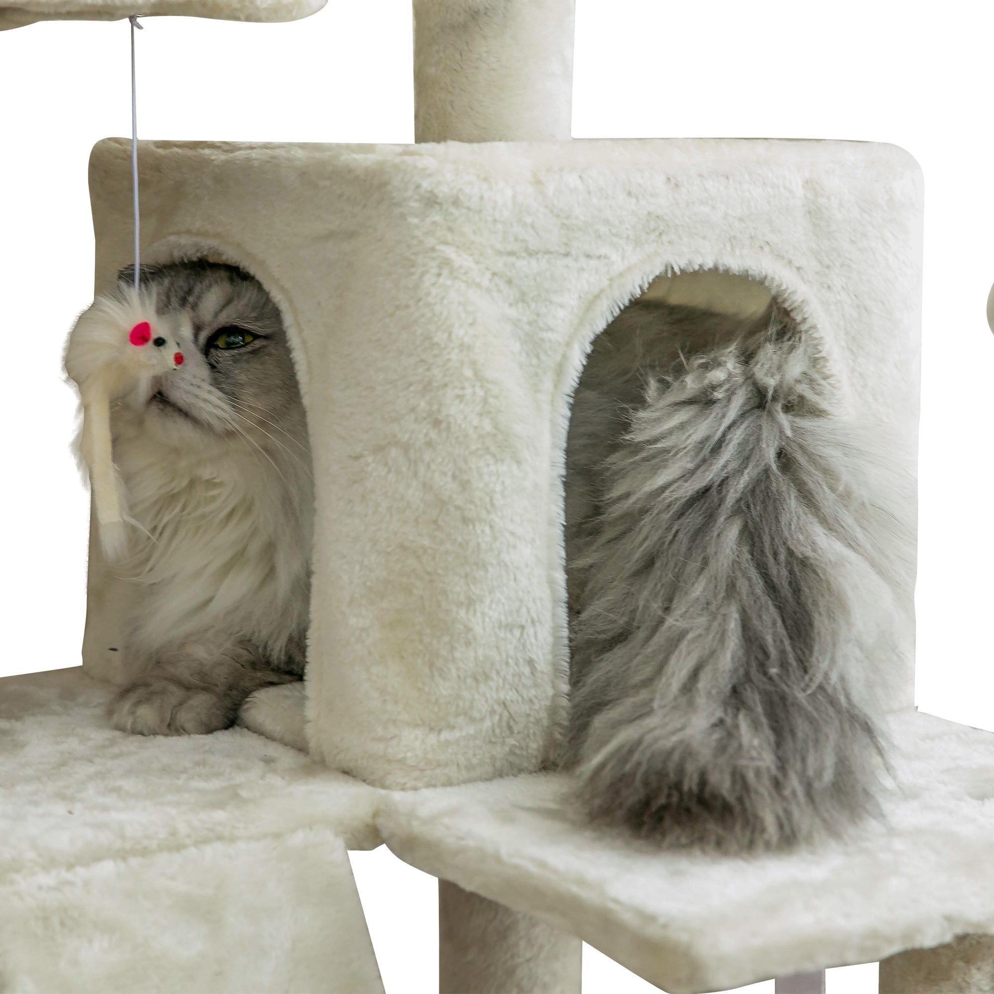 MWPO 63.8" Multi-Level Cat Tree with Condo and Scratching Post Tower, Beige