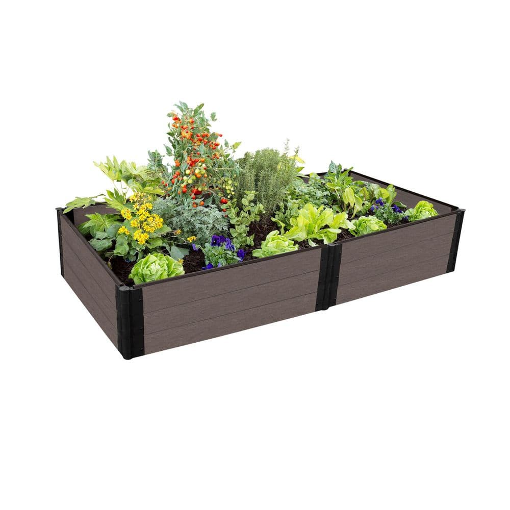 Frame It All 4 ft. x 8 ft. x 16.5 in. Weathered Wood Composite Raised Garden Bed 1 in. Profile 300001442