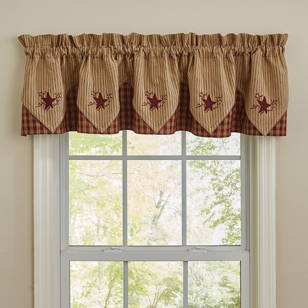 Park Designs Red Sturbridge Star Embroidered Point Valance