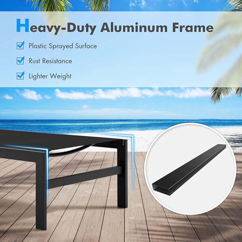 Quick-drying Fabric Sun Lounger for Pool Deck Patio Beach Lawn, 6-Position Aluminium Outdoor Chaise Lounge Chair