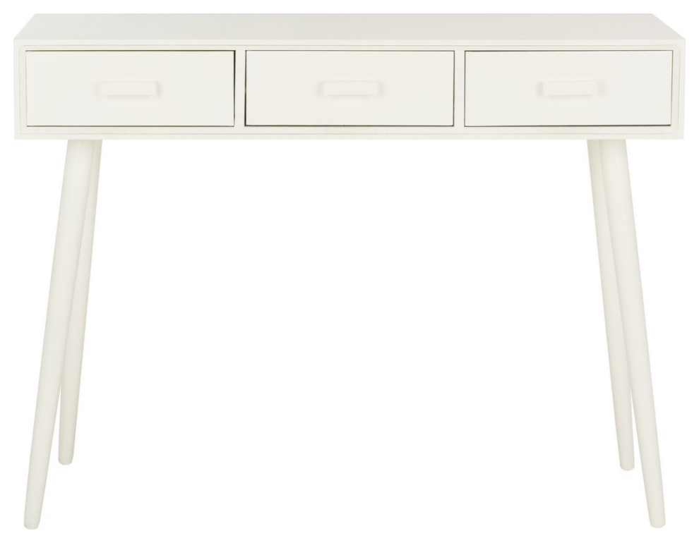 Hudson 3 Drawer Console Table Antique White   Midcentury   Console Tables   by AED Luxury Home Decor  Houzz