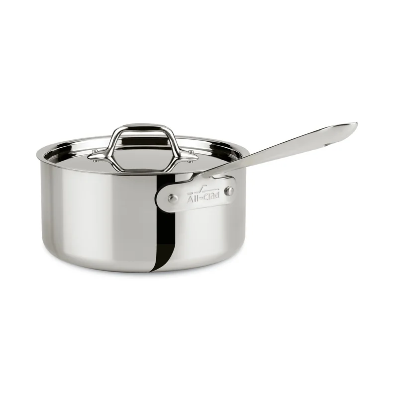 All-Clad 4203 Stainless Steel Tri-Ply Bonded Dishwasher Safe Sauce Pan with Lid Cookware， 3-Quart， Silver