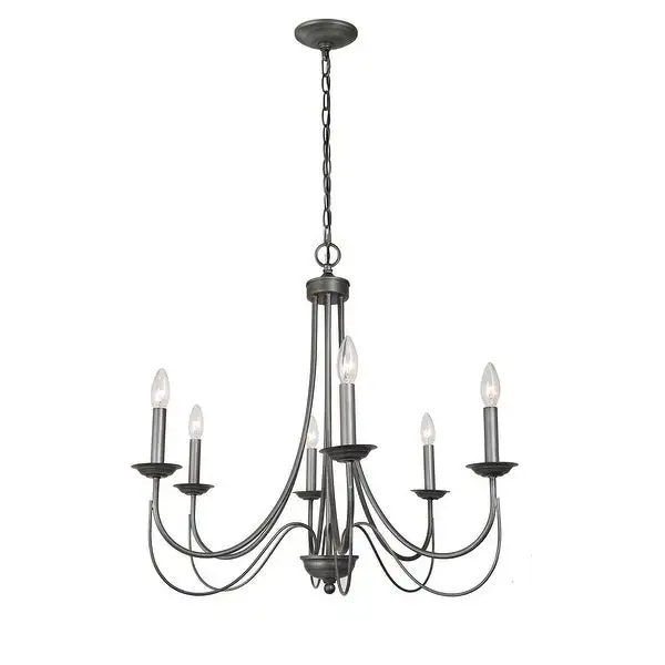 Mid-century Modern 6 Lights Chandelier Farmhouse Large Candlestick Antique Brushed Gray Lights - D 27.6'' x H 85.6'' Shopping - The Best Deals on Chandeliers