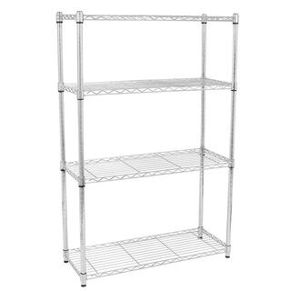 Karl home Silver 4-Tier Heavy Duty Steel Freestanding Garage Storage Shelving Unit (13.78 in. W x 47.24 in. H x 35.43 in. D) 302992573334