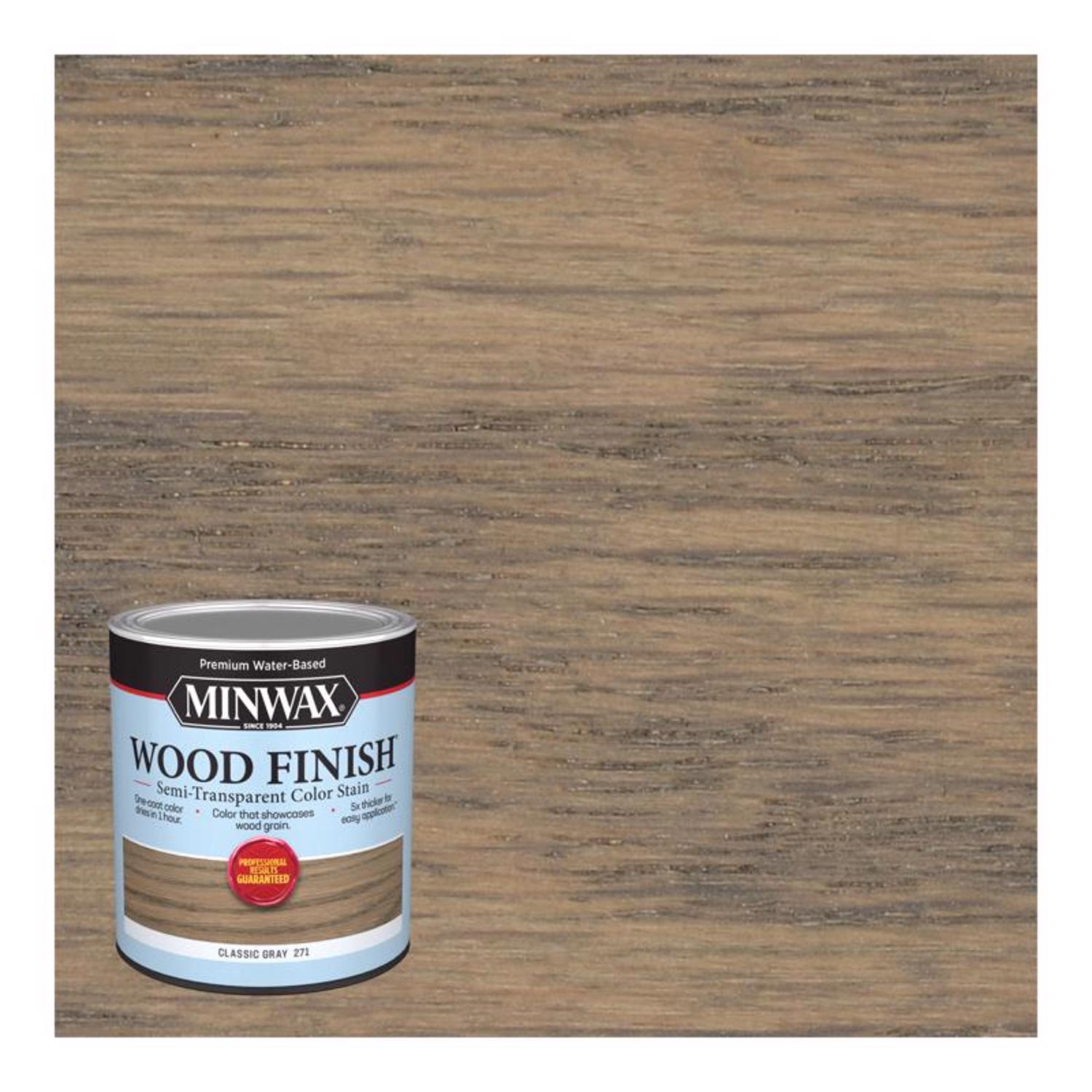 Minwax Wood Finish Semi-Transparent Classic Gray Water-Based Acrylic Emulsion Wood Finish 1 qt