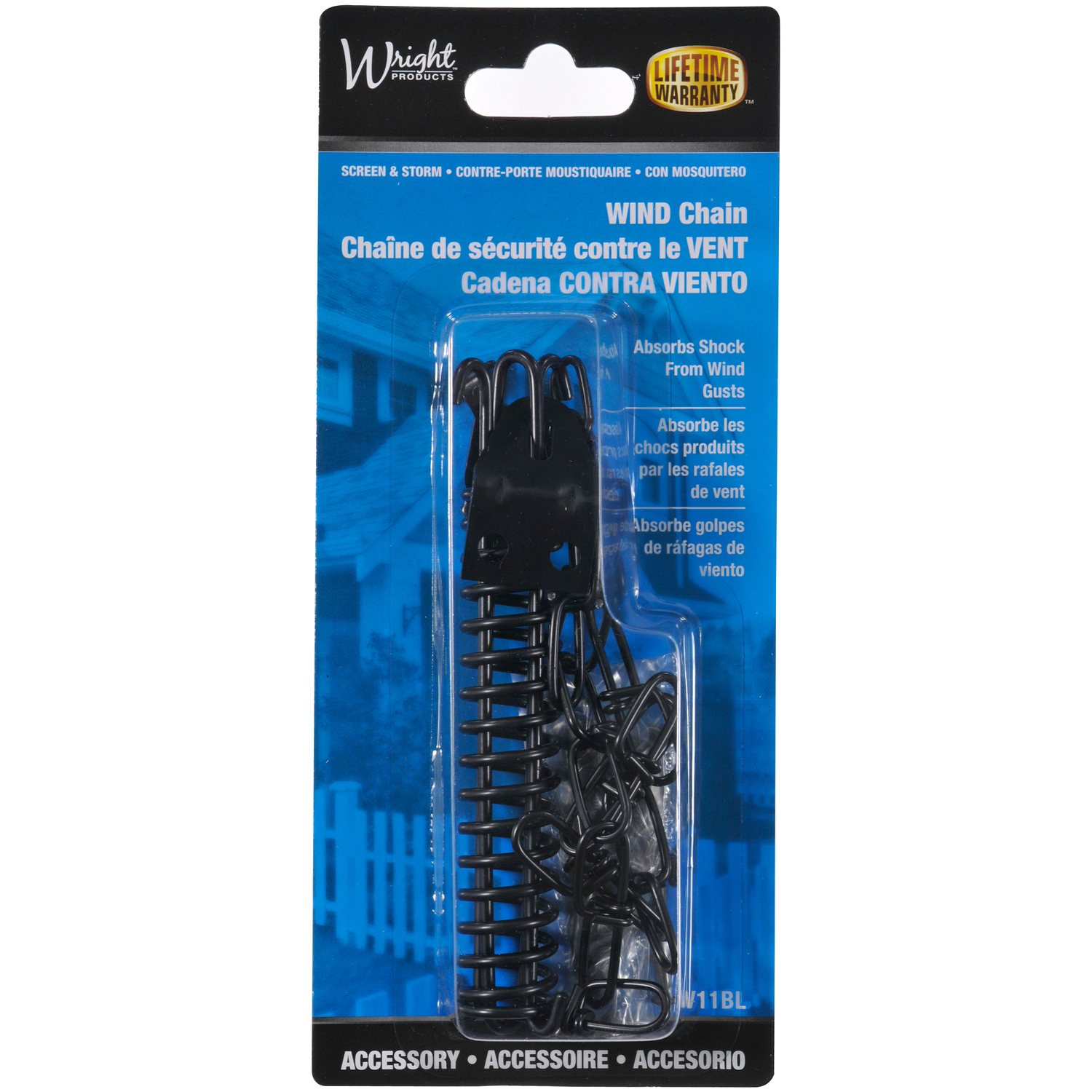 Wright Galvanized Black Steel Spring and Chain Door Retainer 1 pk