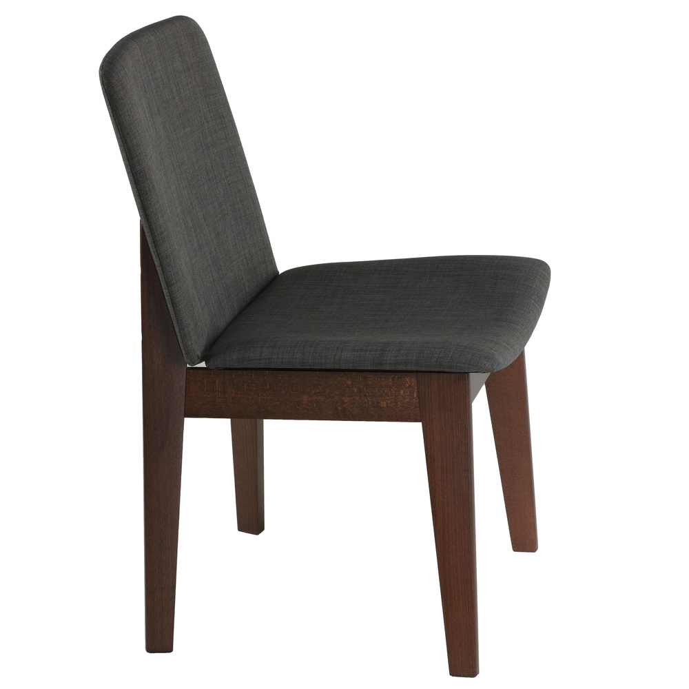 Cortesi Home Bjorn Dining Chair in Charcoal Fabric  Walnut Finish (Set of 2)