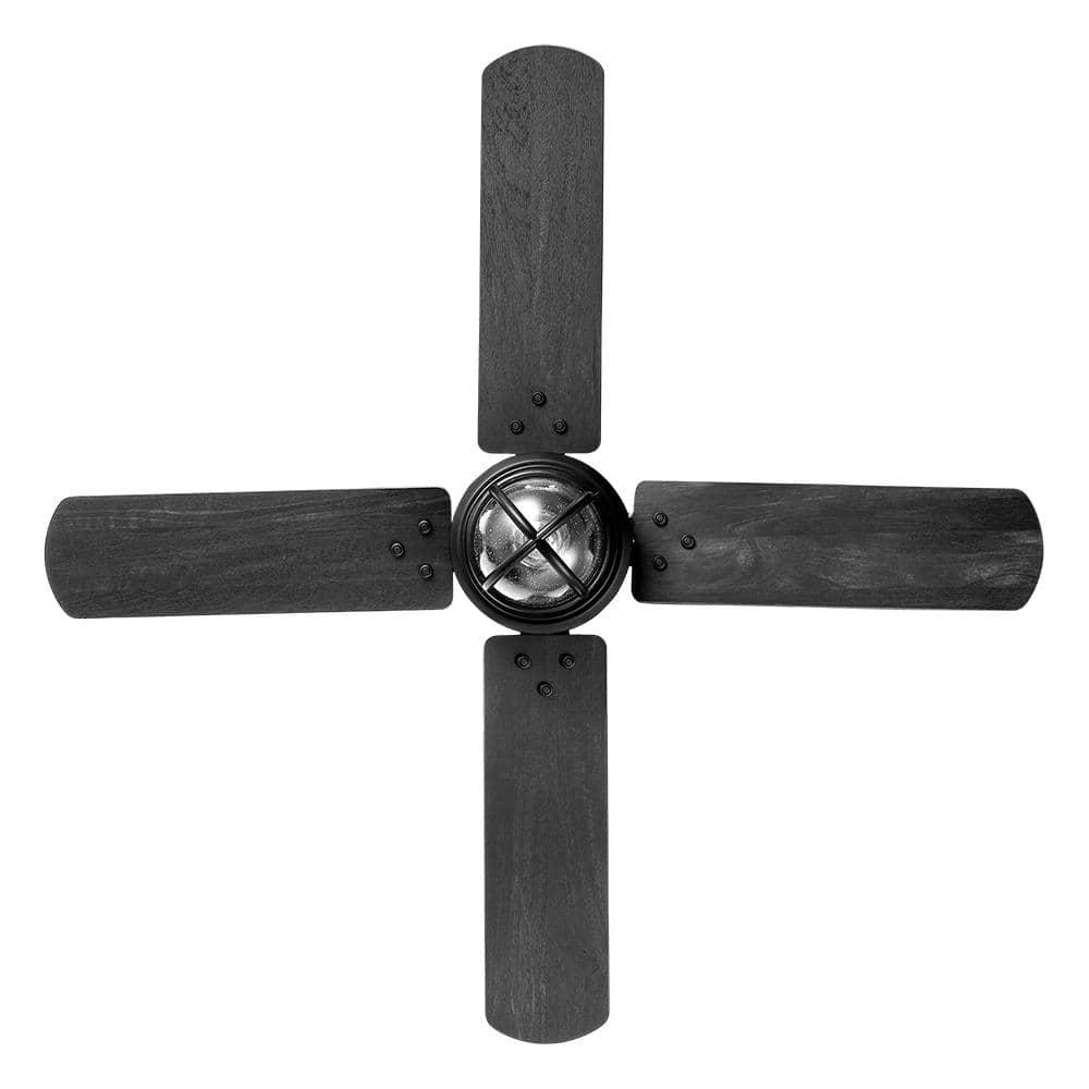 Hampton Bay Cedar Lake 44 in IndoorOutdoor LED Matte Black Damp Rated Ceiling Fan with Light Kit Downrod and 4 Reversible Blades