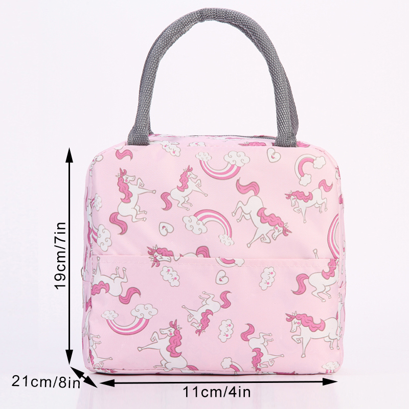 Hotian Insulated Lunch Bags for Kids Girls Boys and Women Cute Lunch Box Cartoon Unicorn Totes Bag for School Work Picnic Hiking Beach Pink