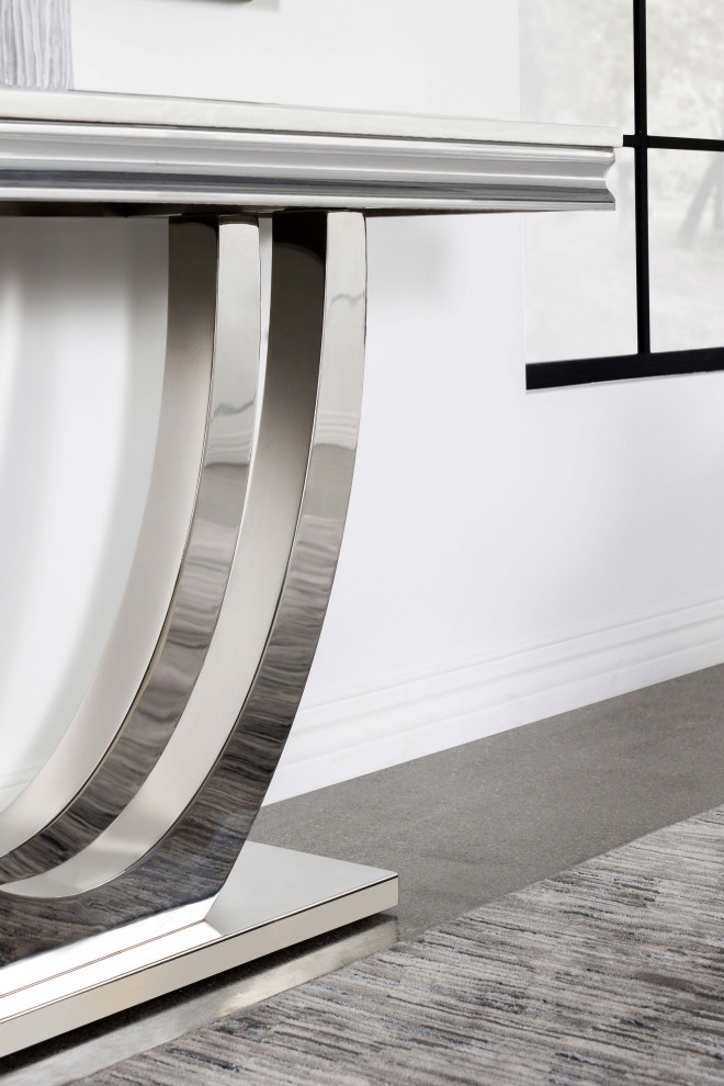 Kerwin U base Rectangle Sofa Table White and Chrome   Modern   Console Tables   by Modon  Houzz