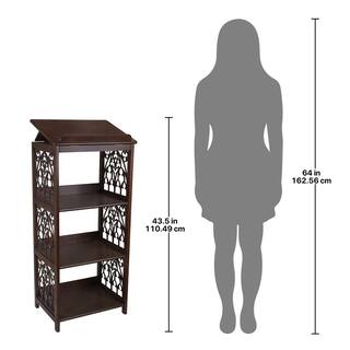 Design Toscano St. Thomas Aquinas 43.5 in. Walnut 3-Shelf Wooden Accent Bookcase BN1447