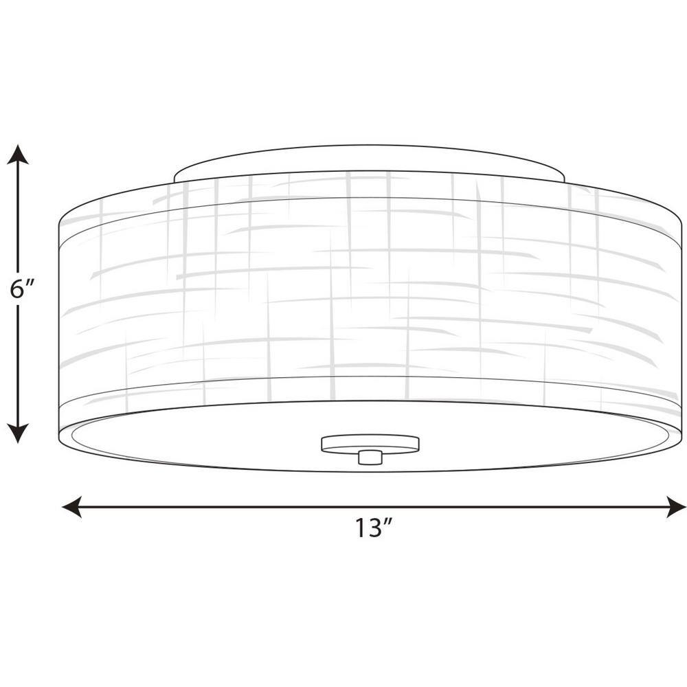 Progress Lighting Inspire Collection Brushed Nickel Integrated LED Transitional Kitchen Ceiling Light Drum Flush Mount P350135-009-30