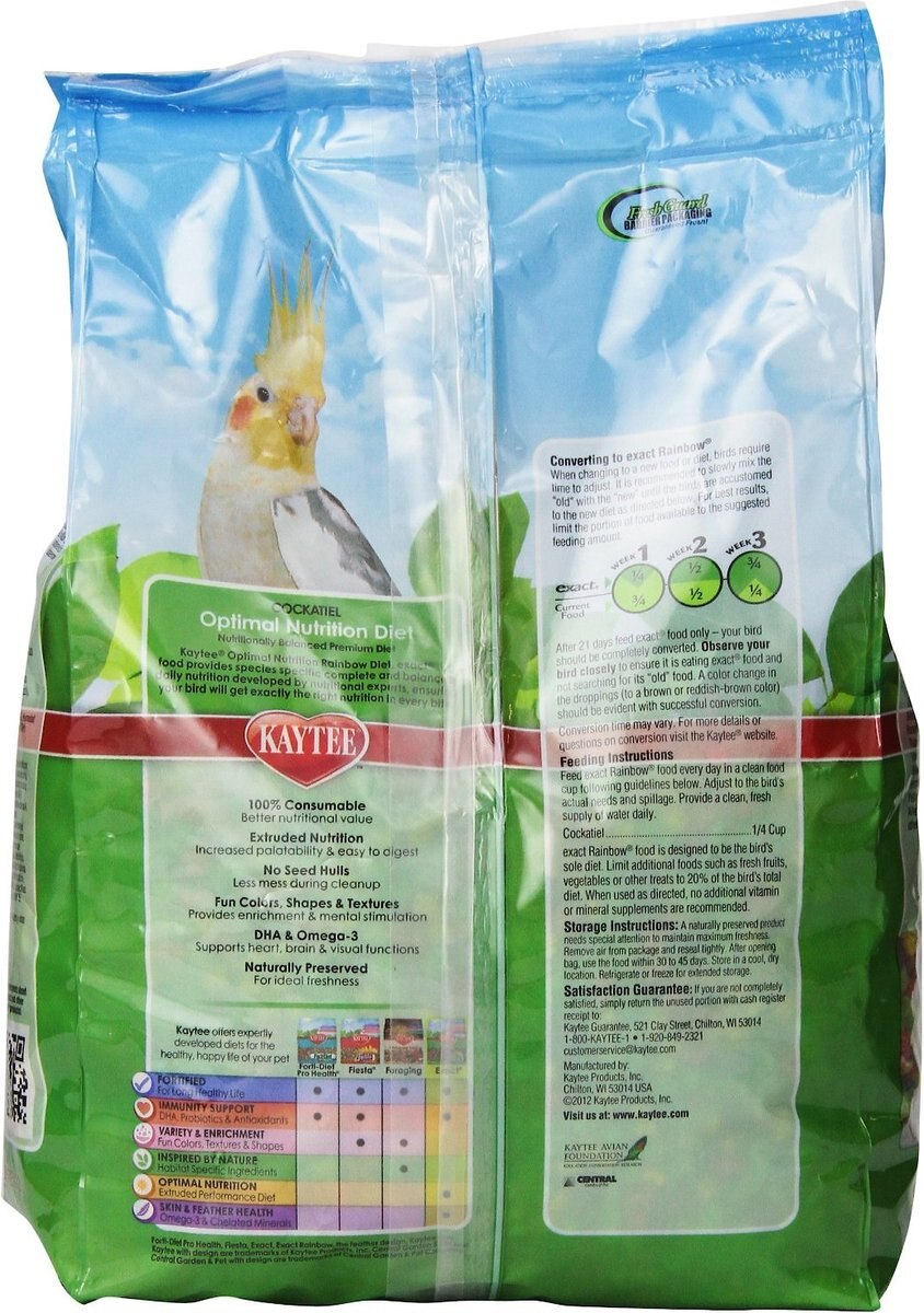 Kaytee Exact Rainbow Cockatiel Bird Food