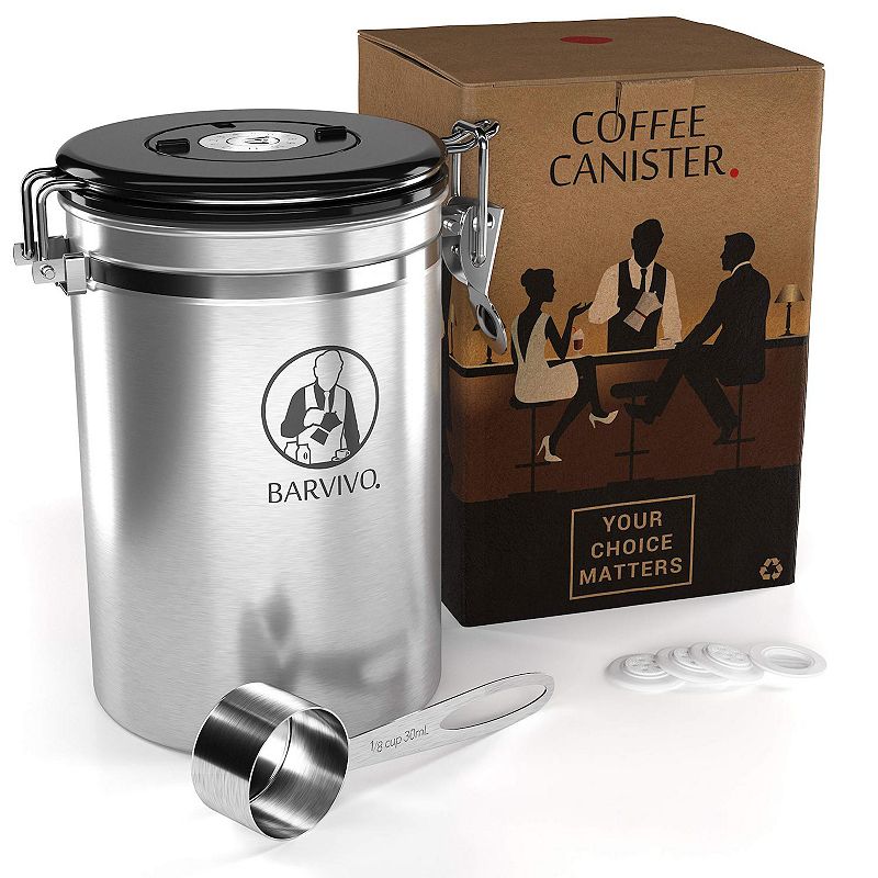 Coffee Canister for Ground Coffee and Coffee Beans with Airtight Container