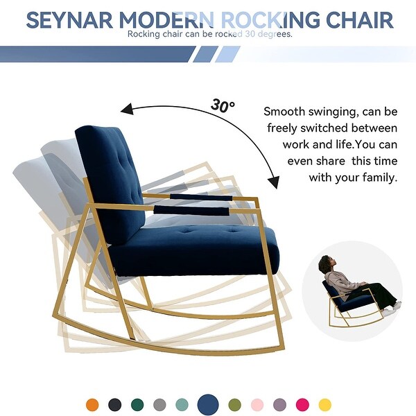 Modern Velvet Rocking Chair with Golden Frame