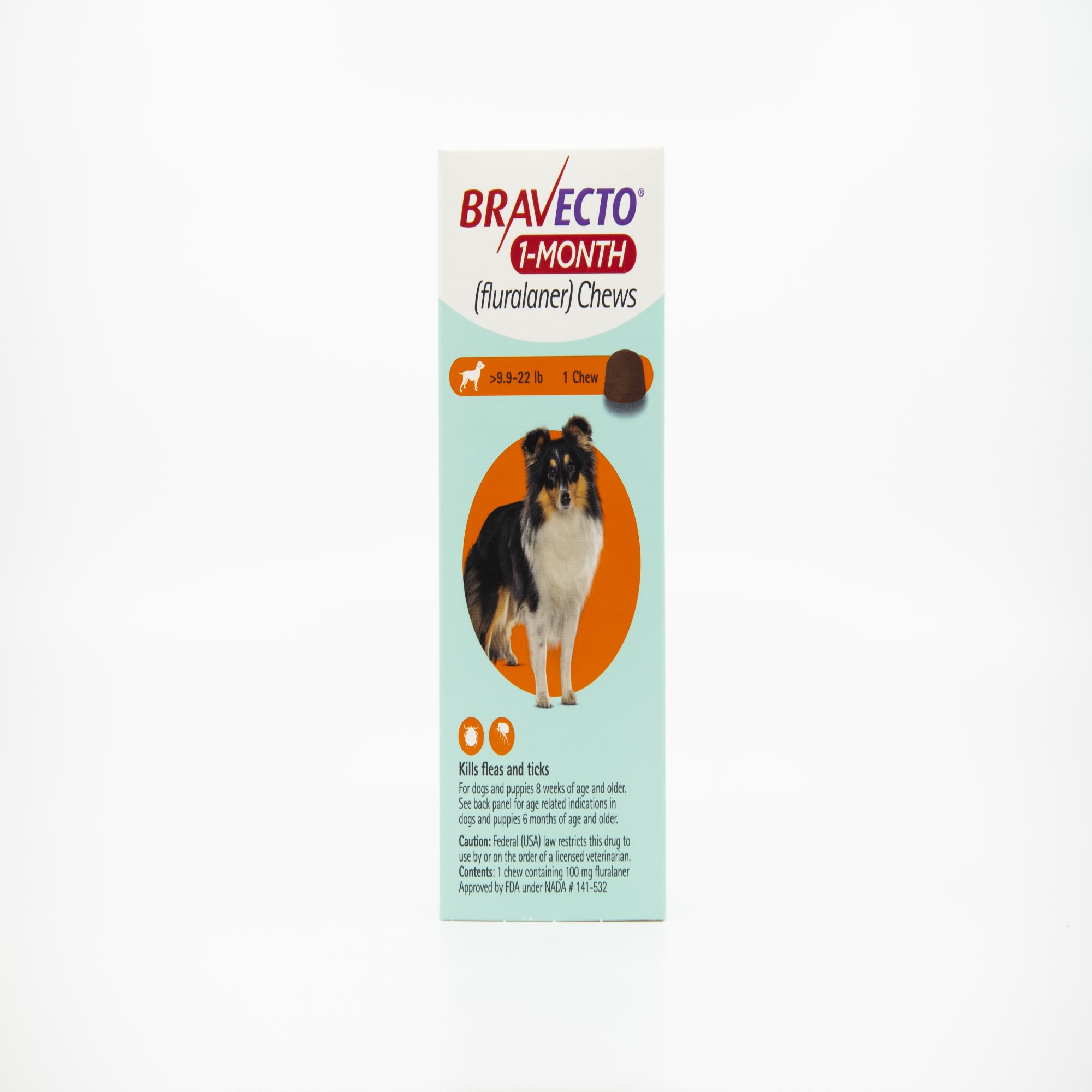 Bravecto 1-Month Chews for Dogs 9.9-22lbs， 1 Month Supply