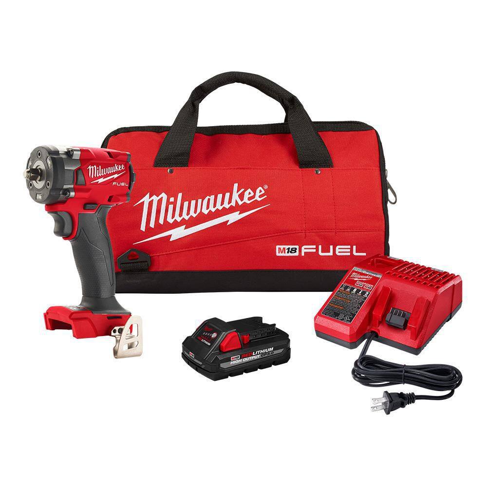 MW M18 FUEL 18-Volt Lithium-Ion Brushless Cordless 38 in. Compact Impact Wrench wFriction Ring High Output Kit 2854-21HO