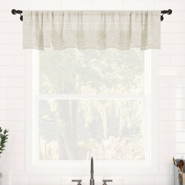 Textured Slub Striped Anti dust Linen Blend Sheer Cafe Window Valance Clean Window