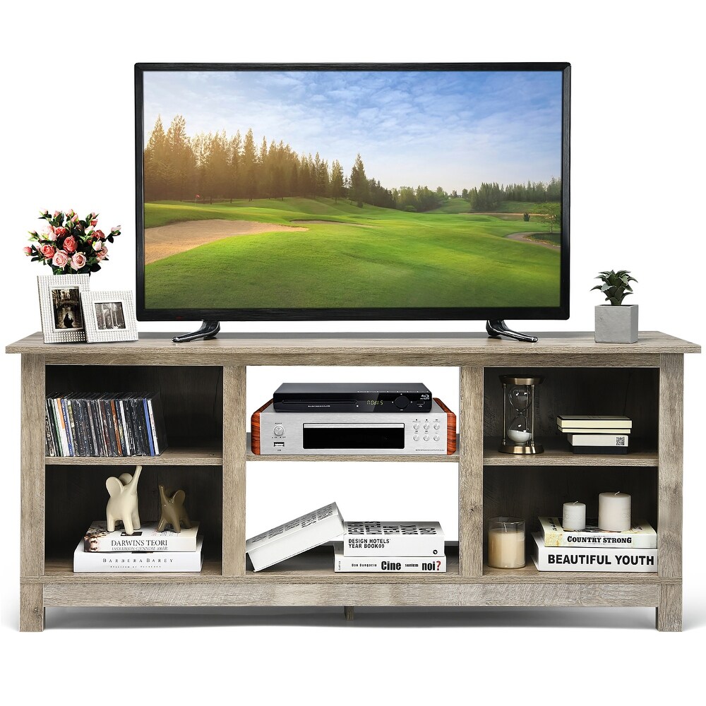 Costway 2 Tier 58'' TV Stand Entertainment Media Console Center Up to