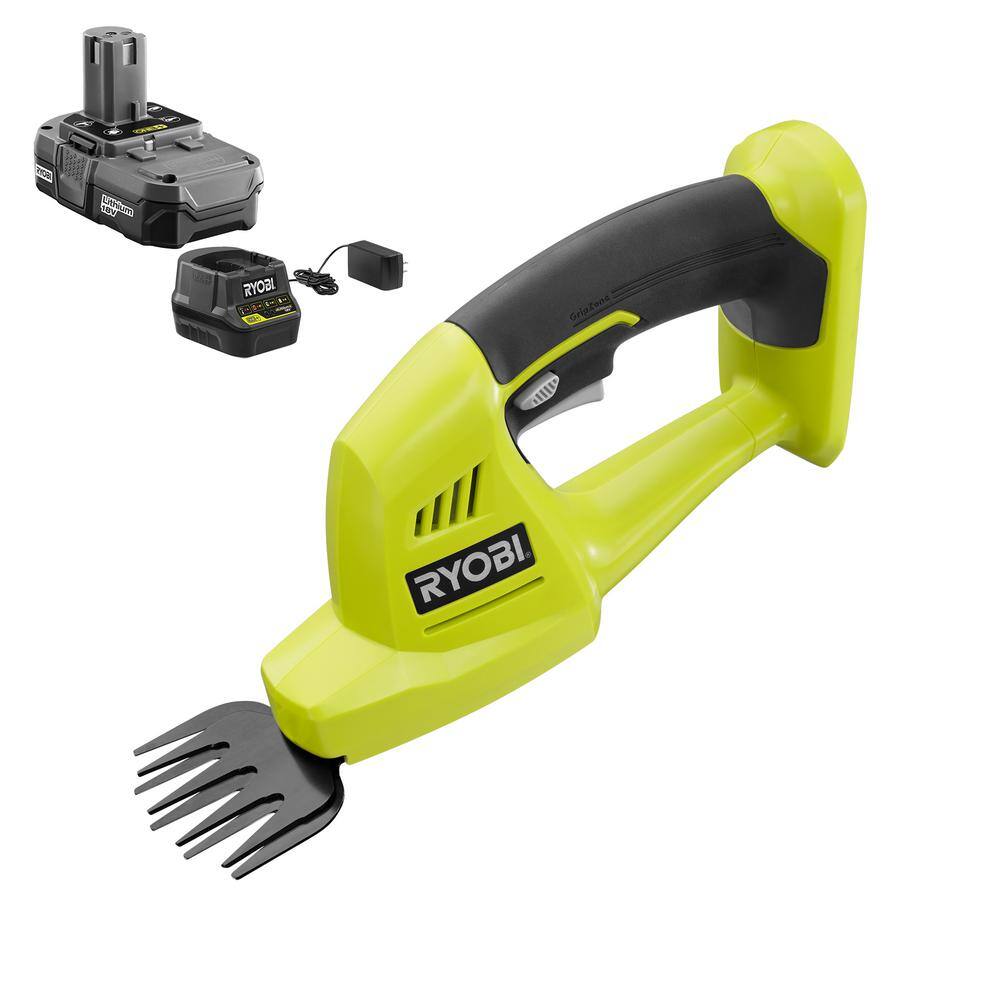 RYOBI ONE+ 18V Cordless Battery Grass Shear Trimmer with 1.5 Ah Battery and Charger P2960