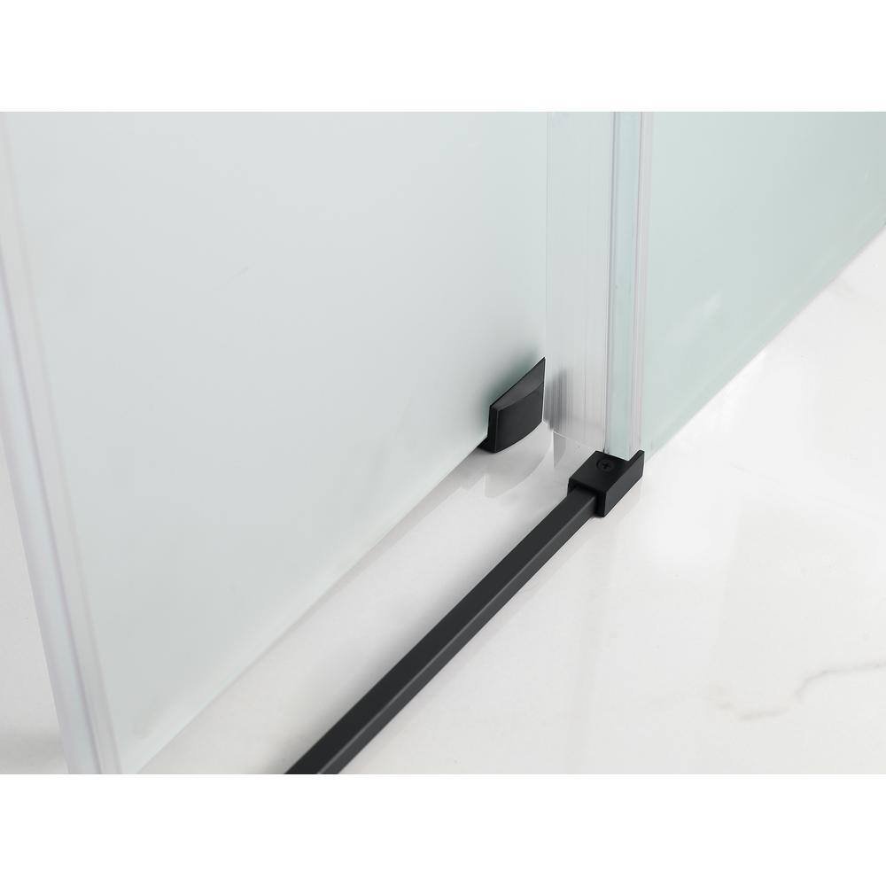 Aston Langham 56 in. to 60 in. x 60 in. Frameless Sliding Tub Door with Frosted Glass in Matte Black TDR978F-MB-60-10