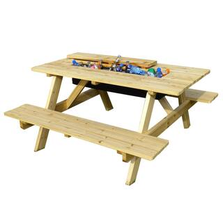 northbeam Natural Wood Picnic Table with Built-in Cooler TBC010001910