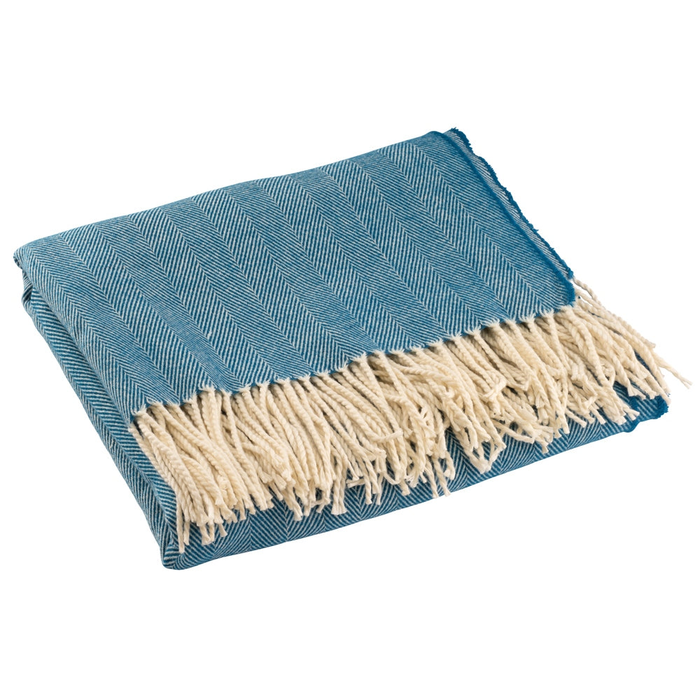 Galway Crystal Herringbone Atlantic Blue Throw