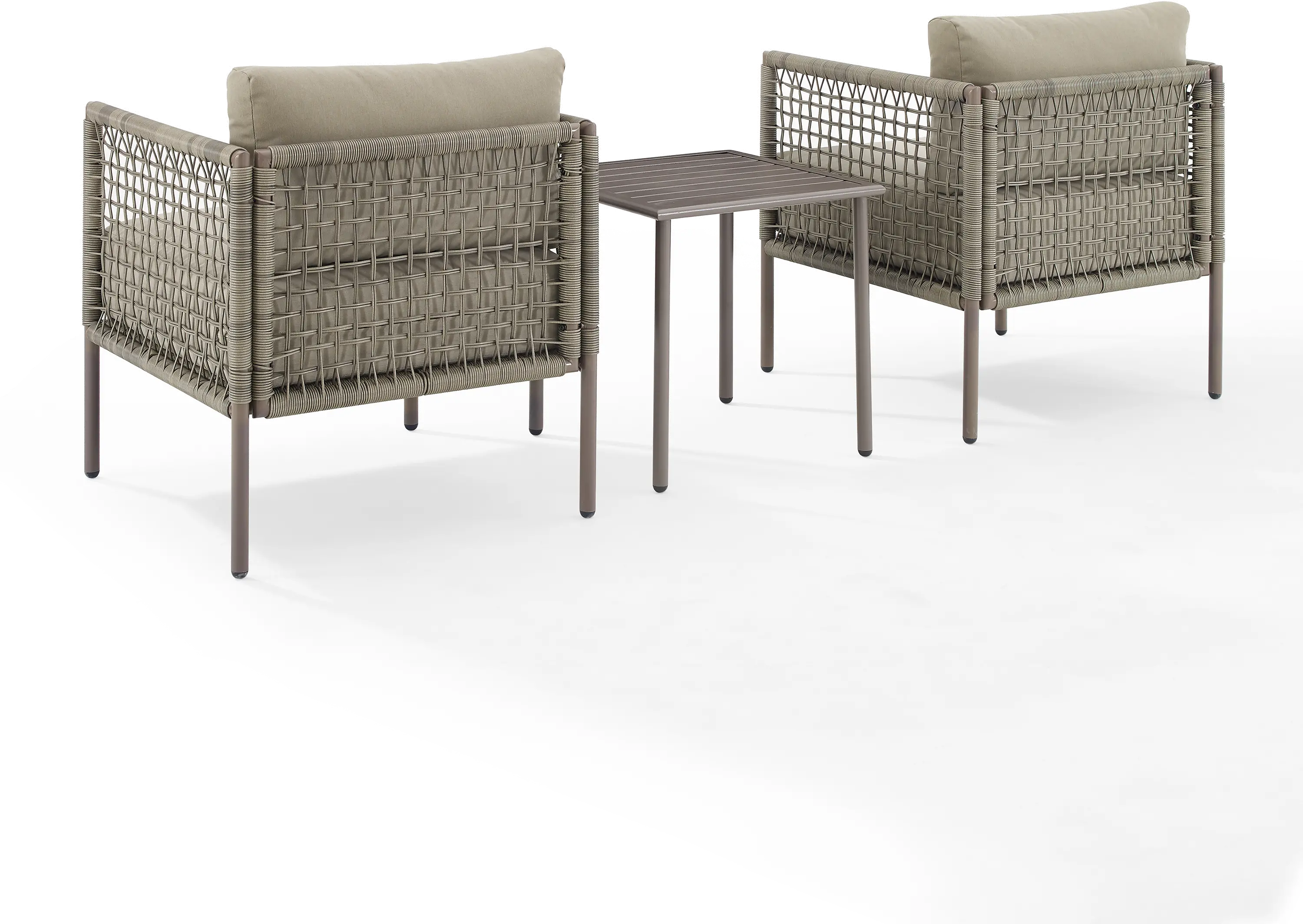 Cali Bay 3 pc Taupe Wicker and Metal Patio Armchair Set