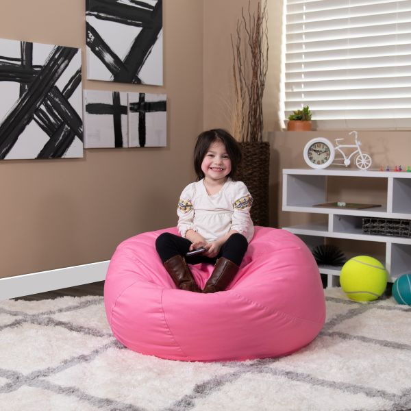 Dillon Small Solid Light Pink Refillable Bean Bag Chair for Kids and Teens