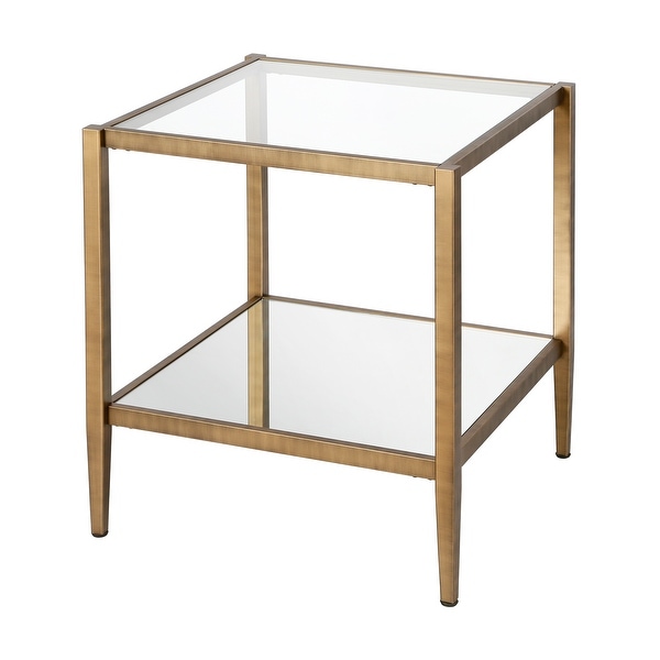 Hera 20'' Wide Square Side Table with Mirror Shelf