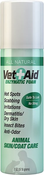 Vet Aid Enzymatic Foam for Dogs， Cats and Small Pets， 2-oz bottle