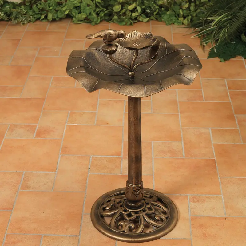 Antique Bronze Birdbath with Flower on Basin